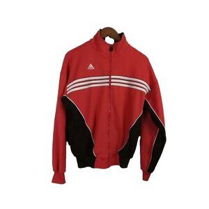 Vintage Adidas Jacket Men's Size S Red Soccer Sweatshirt Material Full Zip